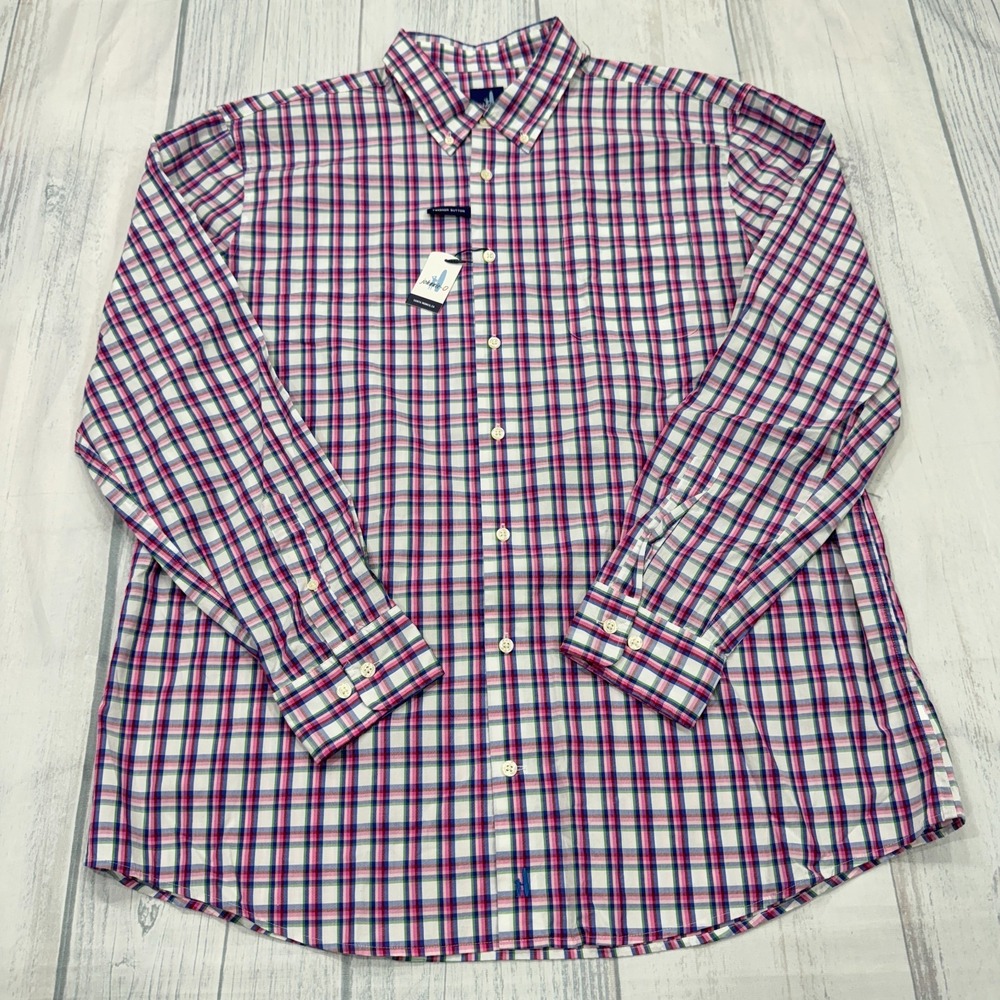 NWT Johnnie O Prep-Formance Button Shirt XL Plaid Surf Skate Golf Mens $125